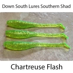 Down South Southern Shad Lures -go fishing Down South Lures Southern Shad Chartreuse Flash