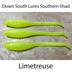 Down South Southern Shad Lures -go fishing Down South Lures Southern Shad Limetreuse