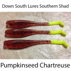 Down South Southern Shad Lures -go fishing Down South Lures Southern Shad Pumpkinseed Chartreuse