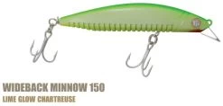 Ocean Born Wideback Minnow 150mm Floating -go fishing LimeGlowChart