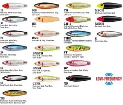 MirrOlure Top Dog Jr. 84MR Surface Walker -go fishing TopDogJRChart