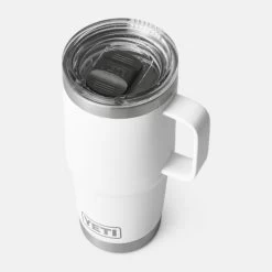 Yeti Rambler 20oz Travel Mug W/Stronghold Lid -go fishing White 5
